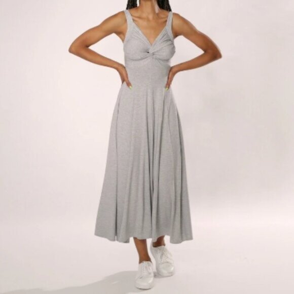 New Brian Bailey Grey Sleeveless Stretch Maxi Tank Dress Size Large bin 4J - Picture 1 of 5